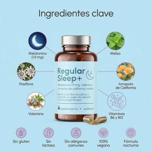 Melatonina 1,9 mg Regular Sleep+ Just Elements Wellness 90 comprimidos