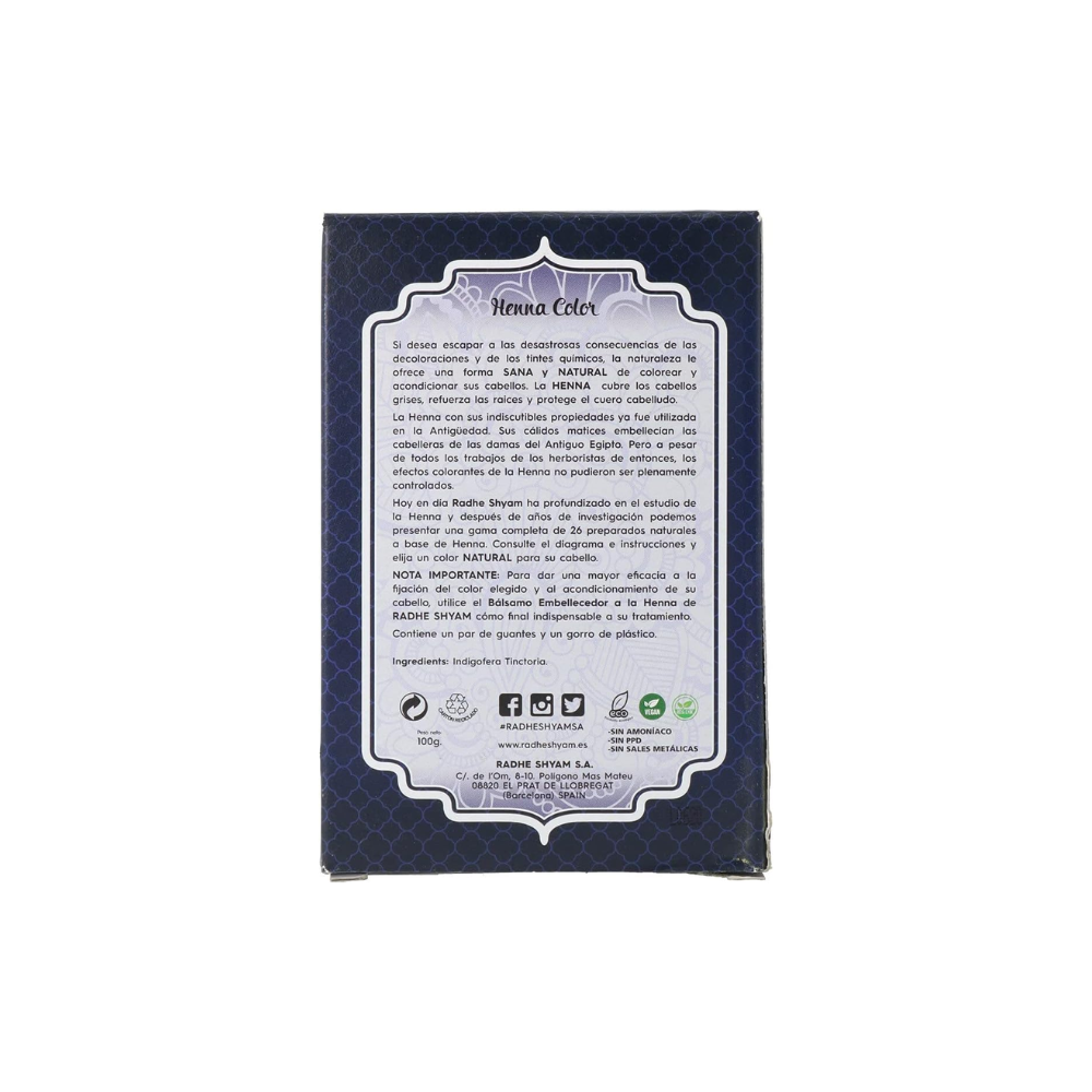 Radhe Shyam Spiritual Sky Henna Índigo Polvo Radhe 100 g