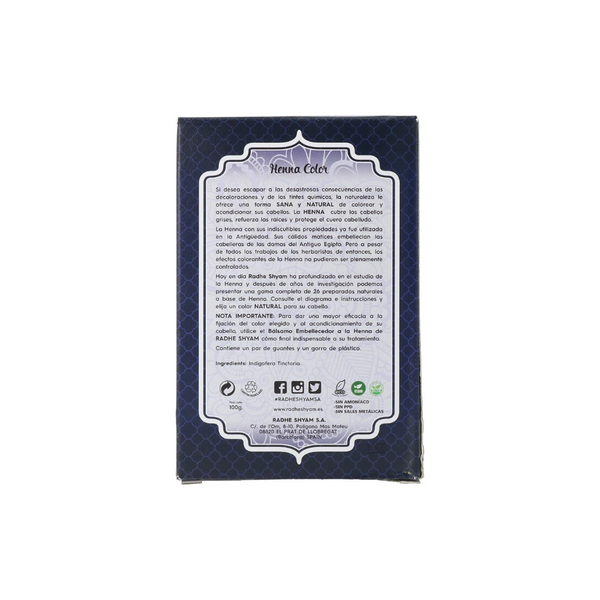 Radhe Shyam Spiritual Sky Henna Índigo Polvo Radhe 100 g