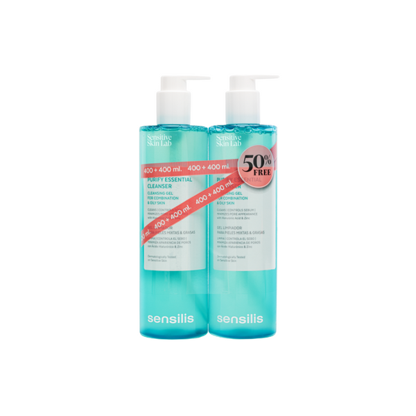 Sensilis Pack 50% Purify Essential Cleanser Gel Limpiador 2x400 ml 8428749942900