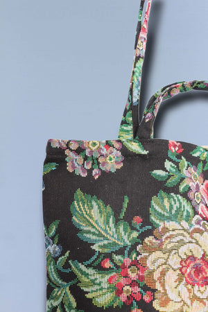 Saco de Tote jacquard tecido flores peónias
