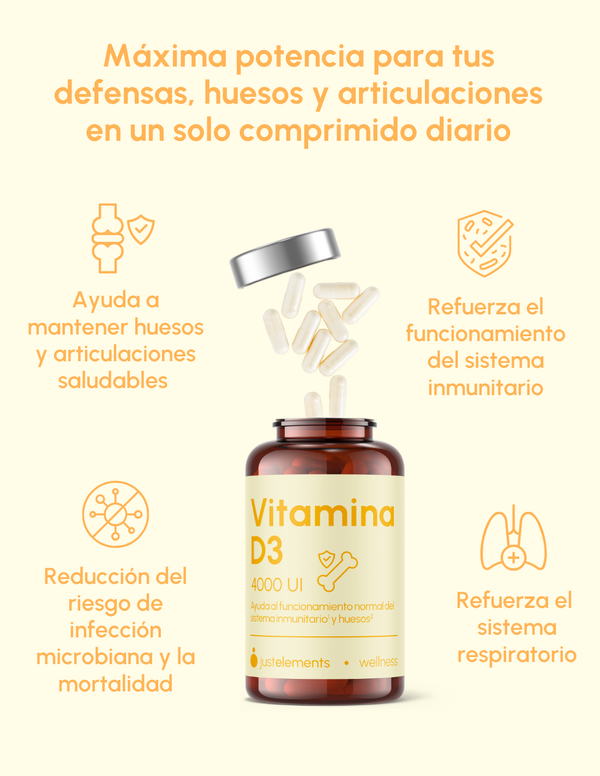 Vitamina D3 4000 UI Just Elements Wellness 90 cápsulas