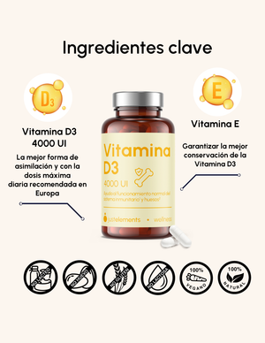 Vitamina D3 4000 UI Just Elements Wellness 90 cápsulas