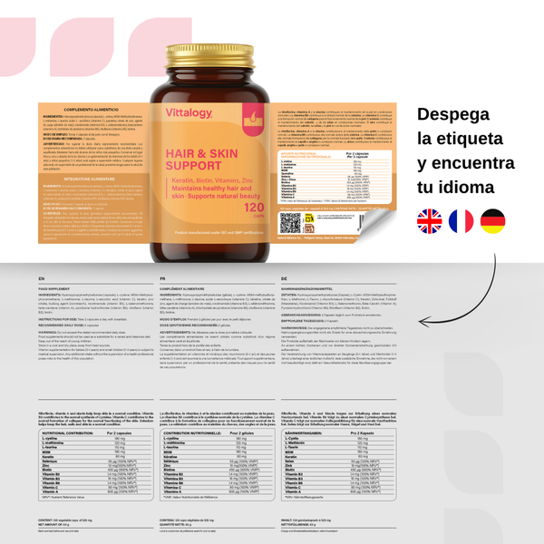 Vittalogy Hair, Nails & Skin 120 cápsulas