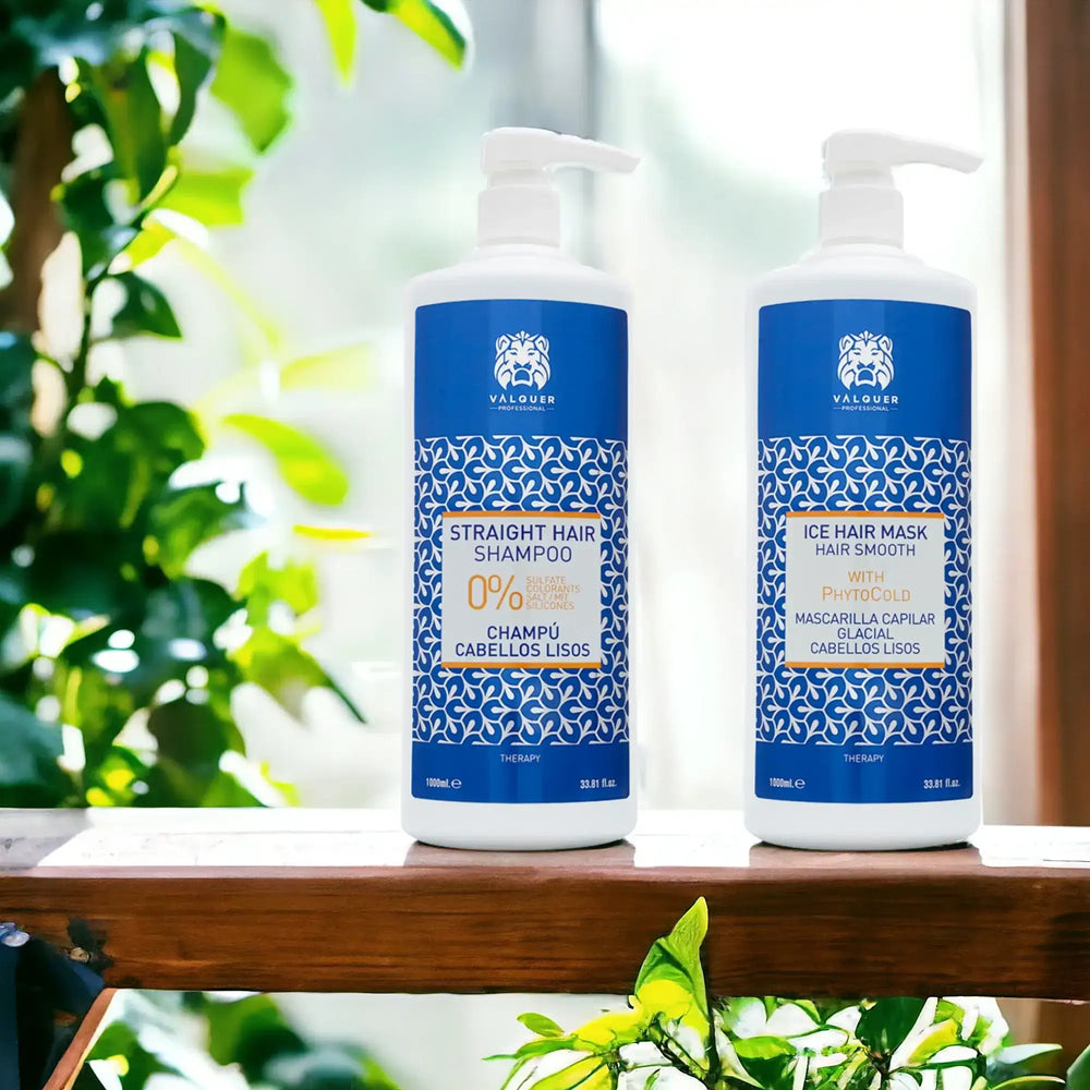 Valquer Pack para Cabellos Lisos - Champú y Mascarilla Capilar Glacial - 1000 ml + 975 ml