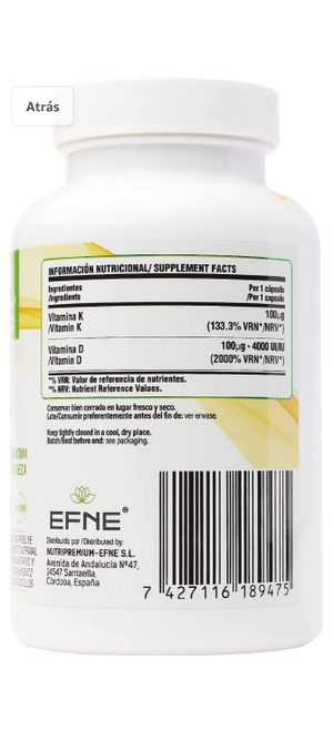 Efne Vitamina D3 + K2 4000 UI con MK-7 natural - 4