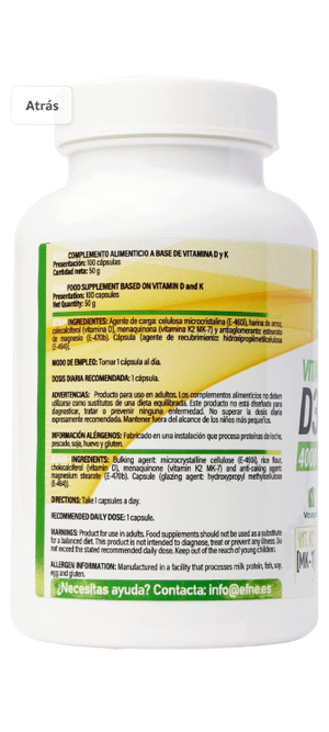 Efne Vitamina D3 + K2 4000 UI con MK-7 natural - 3