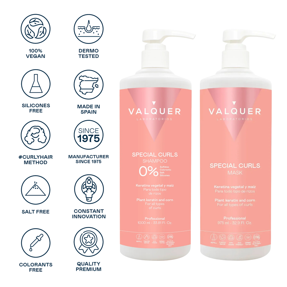 Valquer Pack Método Curly - Champú y Mascarilla - 1975 ml