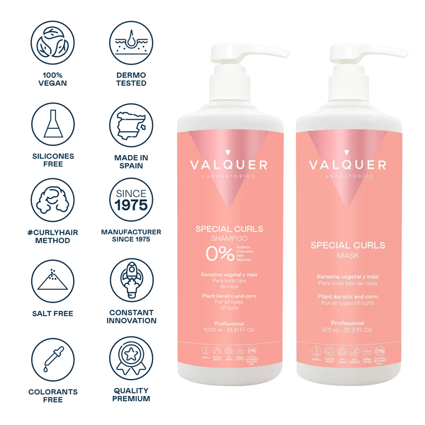 Valquer Pack Método Curly - Champú y Mascarilla - 1975 ml - 2
