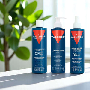 Valquer Pack Potenciador color y brillo para Cabellos Teñidos - Champú, Mascarilla y Acondicionador Bifásico - 1000 ml - 3