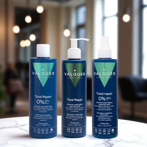 Valquer Pack Total Repair para Cabellos Dañados - Champú, Mascarilla y Acondicionador Bifásico - 975 ml - 3
