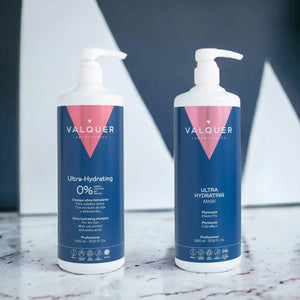 Valquer Pack Ultrahidratante Champú y Mascarilla efecto frío para Cabellos Secos - 1000 ml + 975 ml - 2